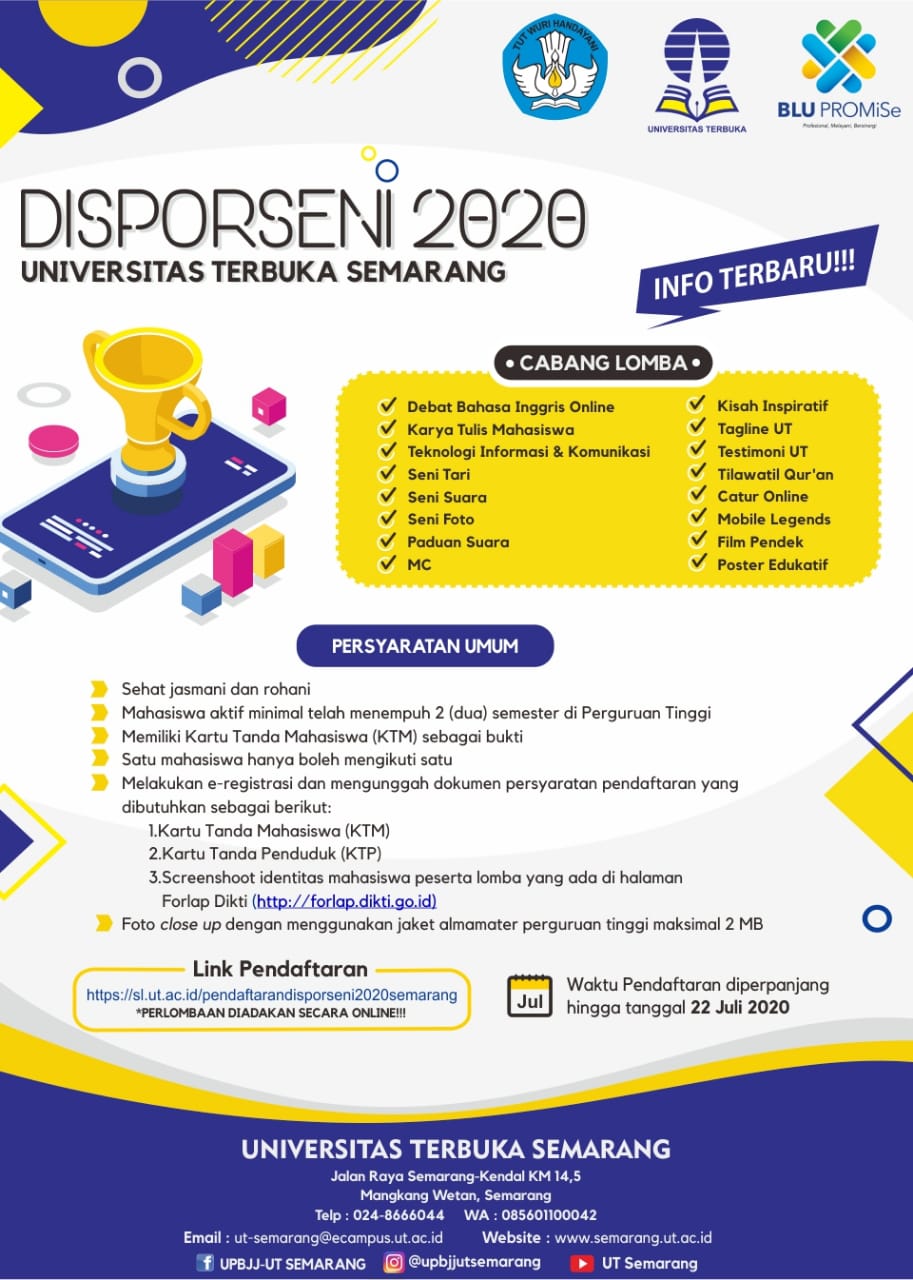 Perpanjangan Disporseni Universitas Terbuka Semarang 2020