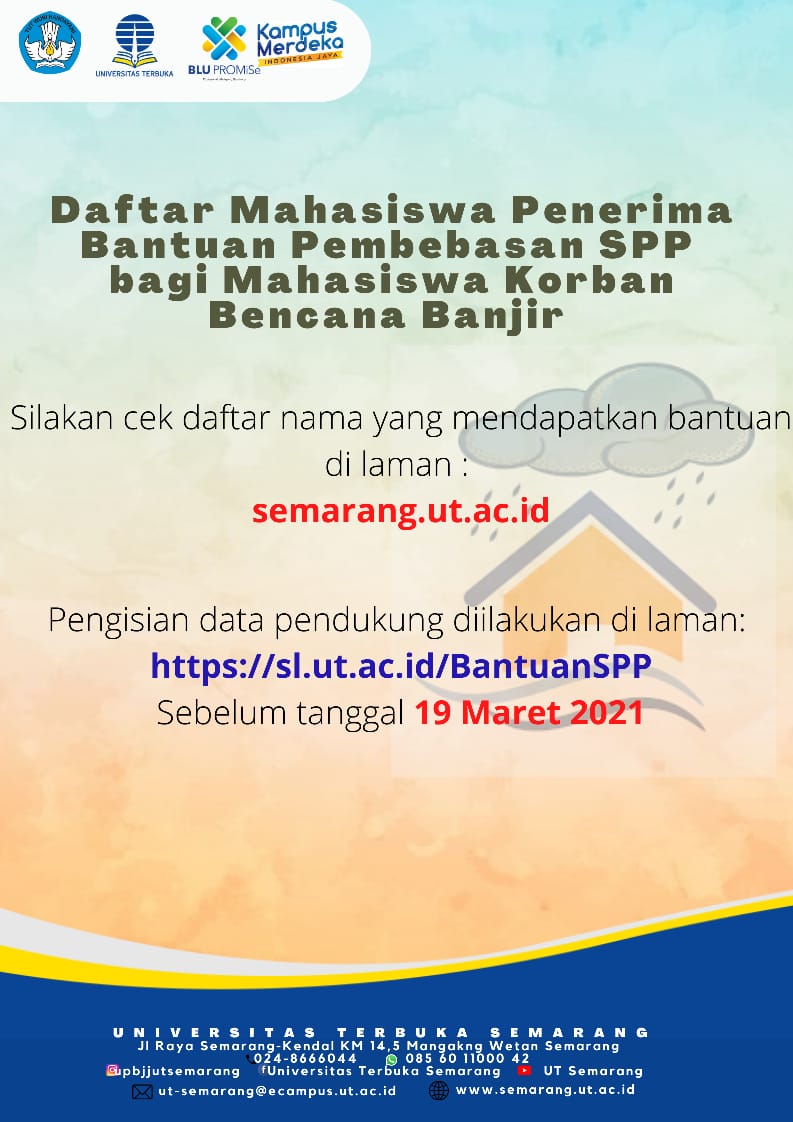 Bantuan Pembebasan SPP bagi Mahasiswa Korban Bencana Banjir