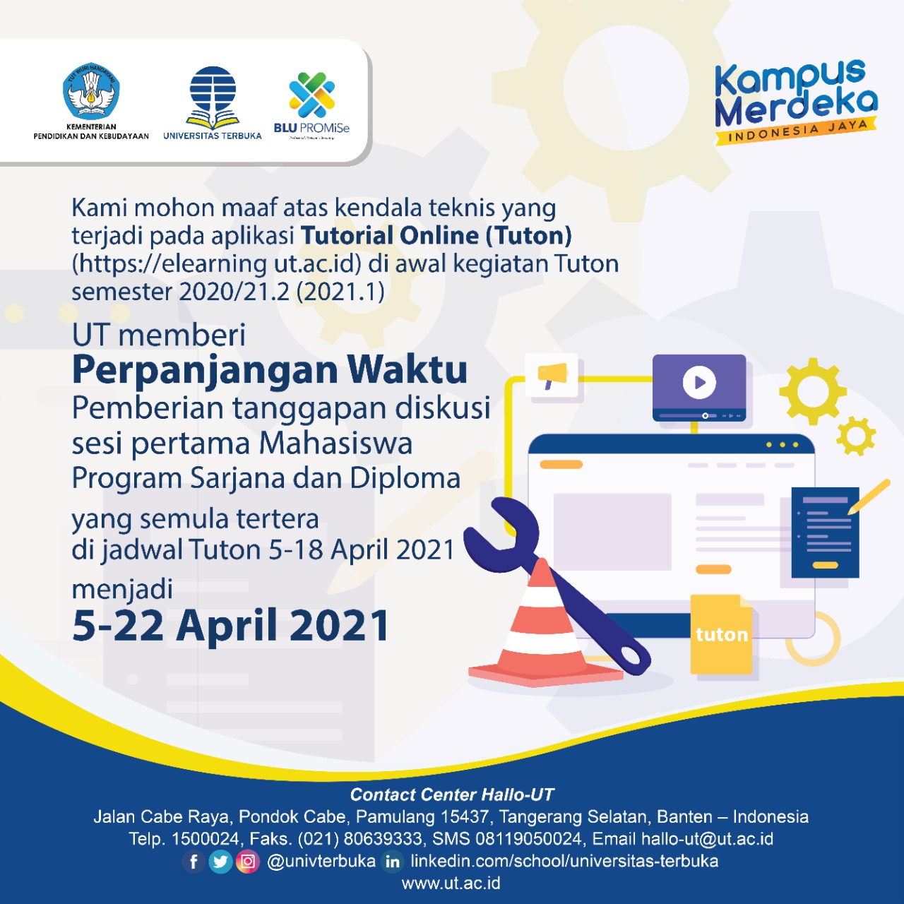 Perpanjangan Waktu Sesi Pertama Tuton Masa 2021.1
