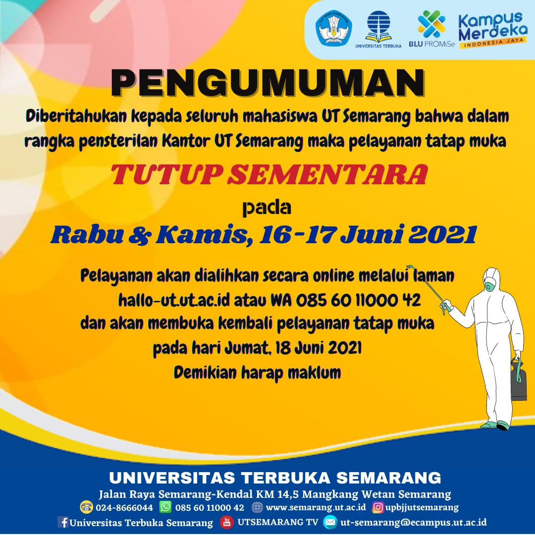 PENGUMUMAN: Pelayanan Tatap Muka Ditutup Sementara
