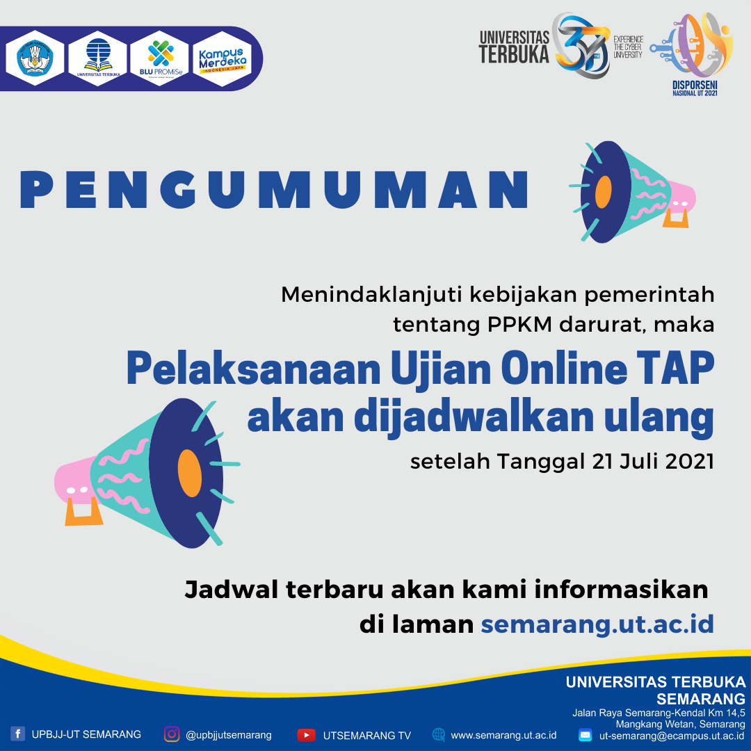 Ujian Online TAP Masa 2021.1 Diundur