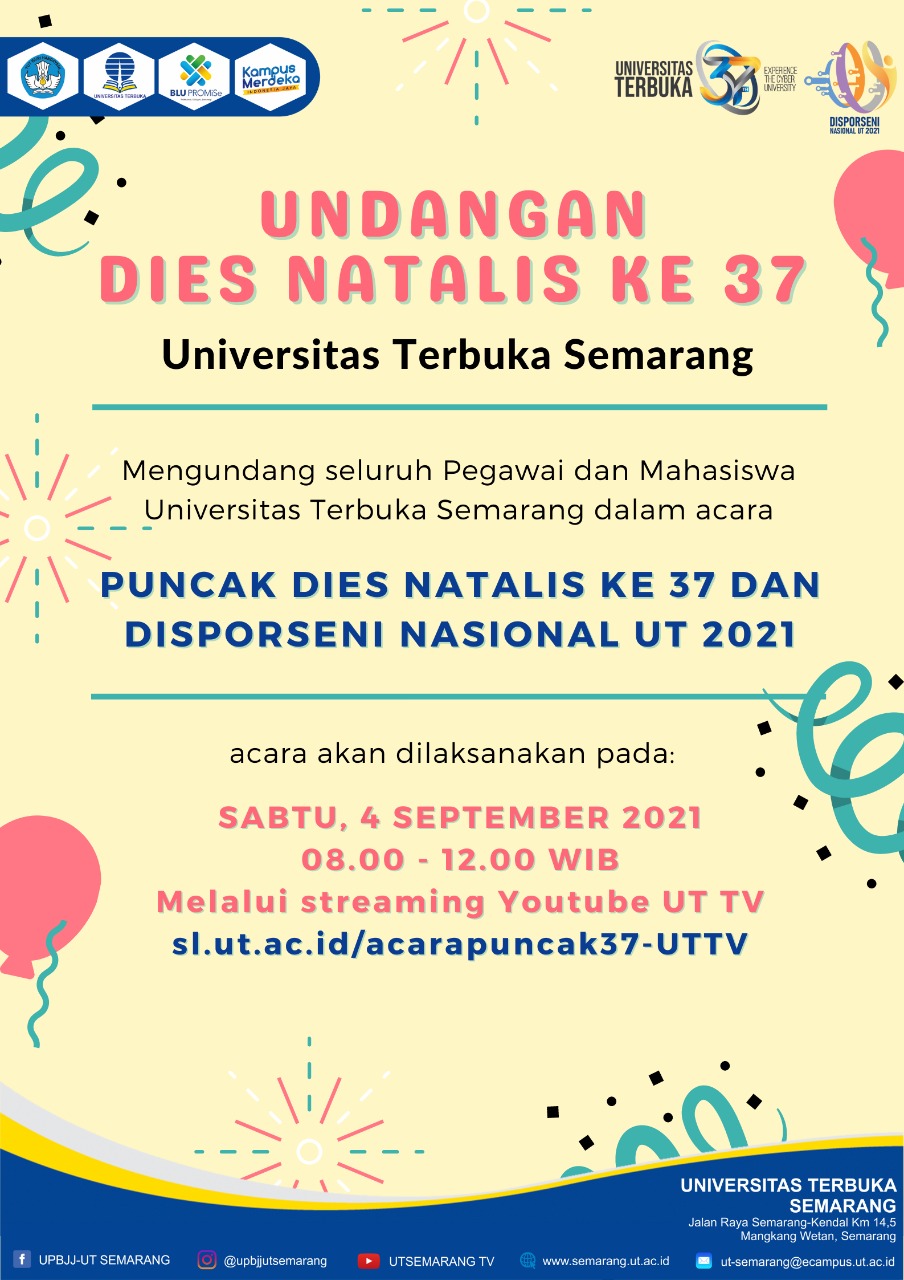 Undangan : Acara Puncak Dies Natalis ke-37 & DISPORSENI Tahun 2021