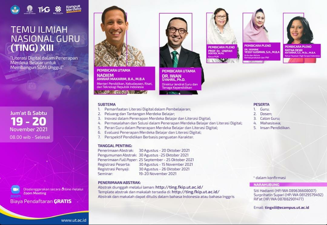TEMU ILMIAH NASIONAL GURU (TING) XII FKIP UNIVERSITAS TERBUKA