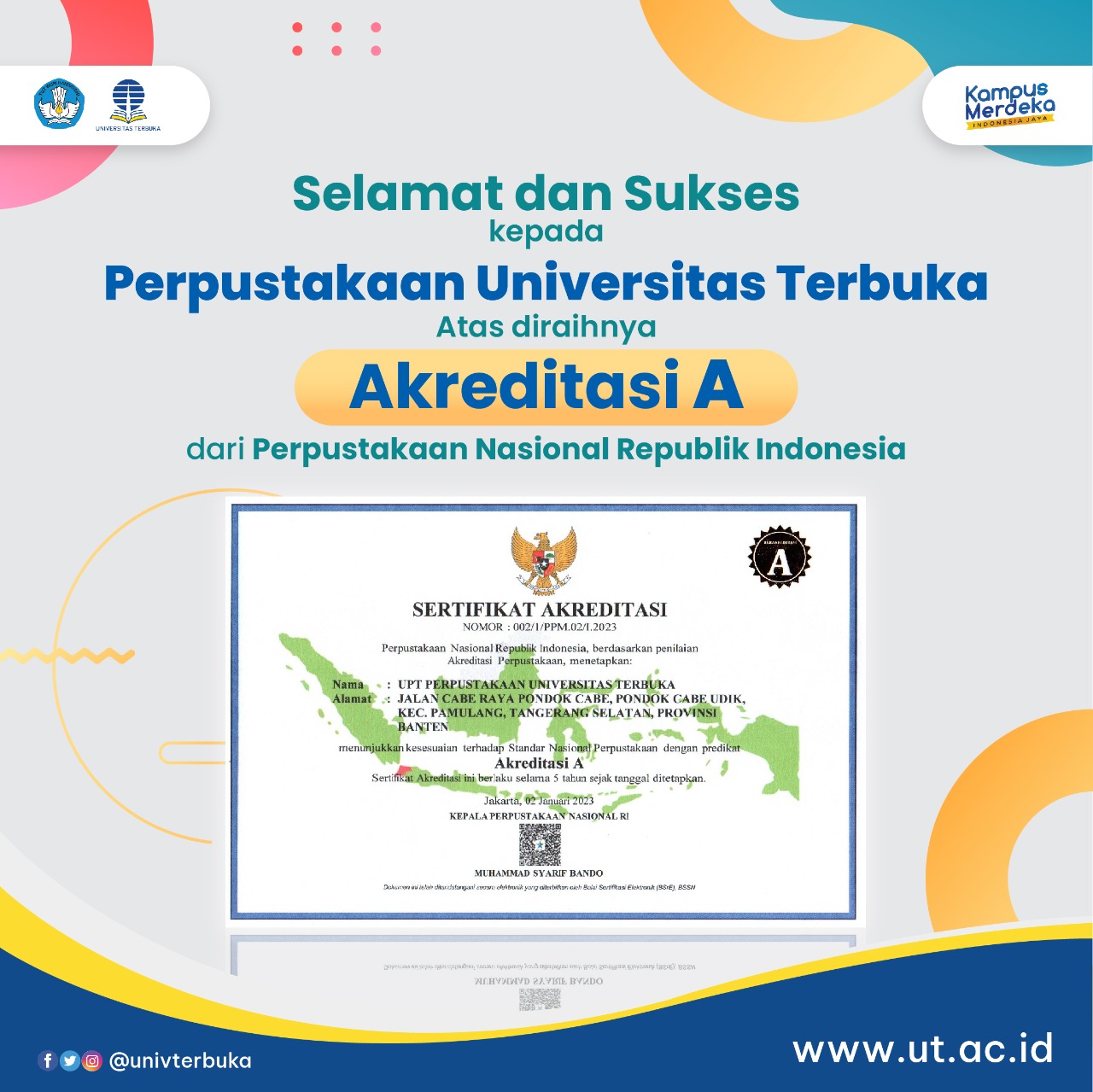 <strong>Akreditas A untuk Pusat Layanan Pustaka UT</strong>