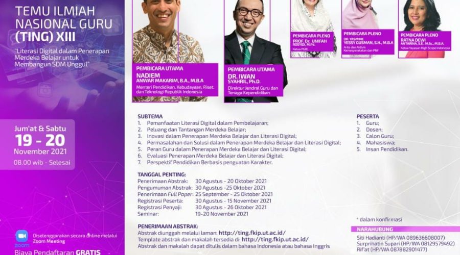 TEMU ILMIAH NASIONAL GURU (TING) XII FKIP UNIVERSITAS TERBUKA