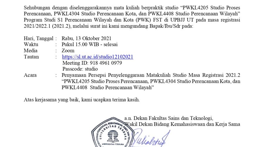 Penyamaan Persepsi Mata Kuliah Berpraktik Studio